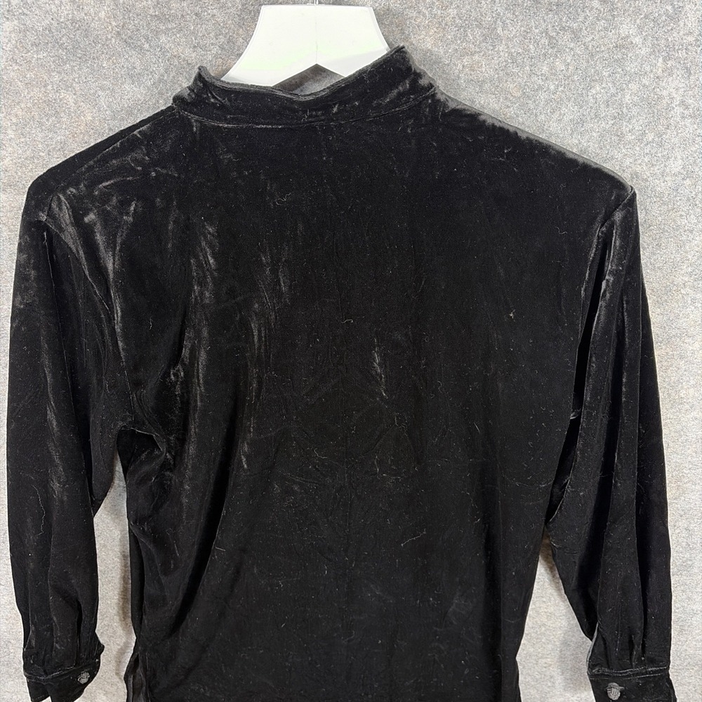 Vintage Honors Button Shirt Women's Small‎ Black Suede Velour Y2K Collared - Picture 9 of 11